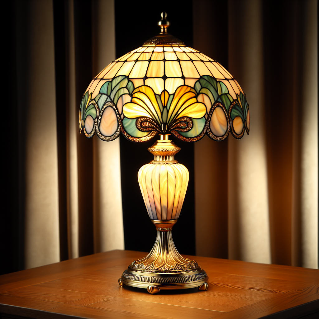Lampes tiffany avec le pied dorée