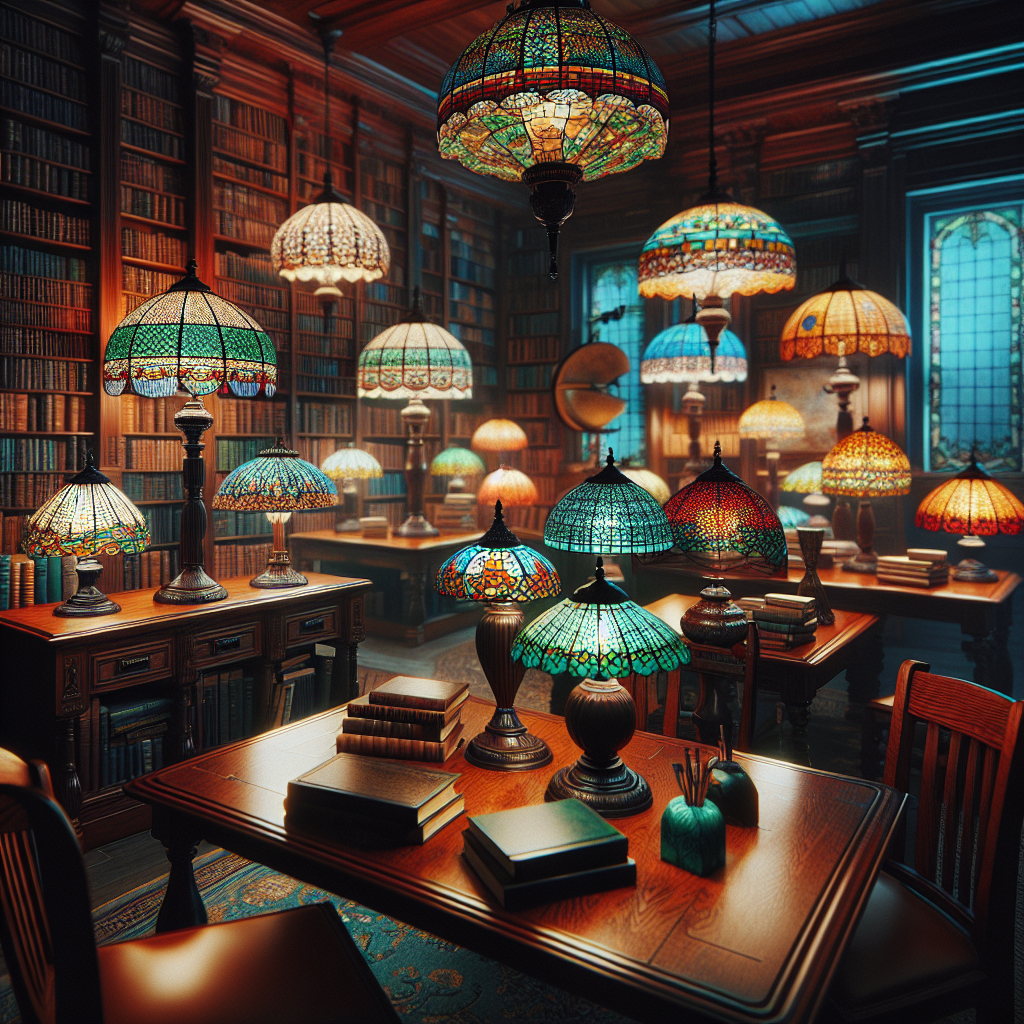 Lampes tiffany bibliothèque